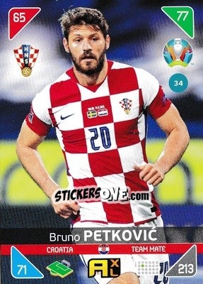 Sticker Bruno Petkovic - UEFA Euro 2020 Kick Off. Adrenalyn XL n. 34 - Panini