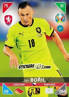 Sticker Jan Bořil - UEFA Euro 2020 Kick Off. Adrenalyn XL n. 37 - Panini