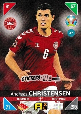 Sticker Andreas Christensen - UEFA Euro 2020 Kick Off. Adrenalyn XL n. 47 - Panini