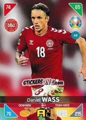 Sticker Daniel Wass - UEFA Euro 2020 Kick Off. Adrenalyn XL n. 49 - Panini