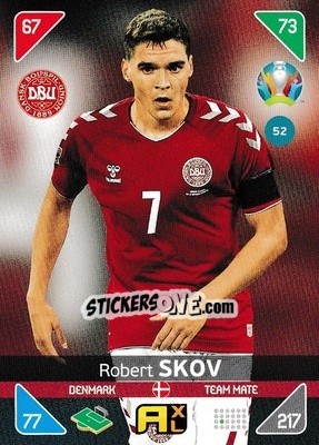 Sticker Robert Skov - UEFA Euro 2020 Kick Off. Adrenalyn XL n. 52 - Panini