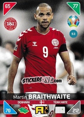 Sticker Martin Braithwaite - UEFA Euro 2020 Kick Off. Adrenalyn XL - Panini