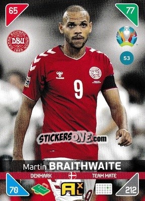 Sticker Martin Braithwaite - UEFA Euro 2020 Kick Off. Adrenalyn XL n. 53 - Panini