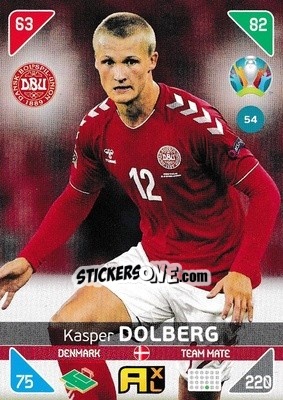 Sticker Kasper Dolberg - UEFA Euro 2020 Kick Off. Adrenalyn XL n. 54 - Panini