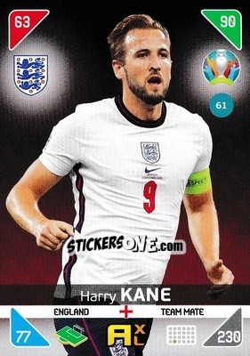 Sticker Harry Kane - UEFA Euro 2020 Kick Off. Adrenalyn XL n. 61 - Panini
