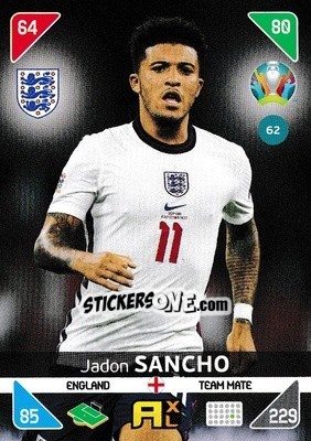 Sticker Jadon Sancho - UEFA Euro 2020 Kick Off. Adrenalyn XL n. 62 - Panini