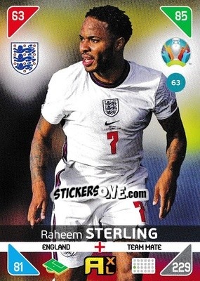 Sticker Raheem Sterling - UEFA Euro 2020 Kick Off. Adrenalyn XL n. 63 - Panini