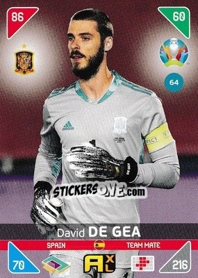 Sticker David de Gea - UEFA Euro 2020 Kick Off. Adrenalyn XL n. 64 - Panini