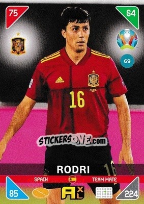 Sticker Rodri - UEFA Euro 2020 Kick Off. Adrenalyn XL n. 69 - Panini