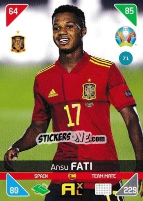 Sticker Ansu Fati - UEFA Euro 2020 Kick Off. Adrenalyn XL - Panini