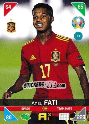 Sticker Ansu Fati - UEFA Euro 2020 Kick Off. Adrenalyn XL n. 71 - Panini