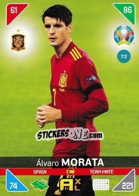 Sticker Álvaro Morata - UEFA Euro 2020 Kick Off. Adrenalyn XL n. 72 - Panini