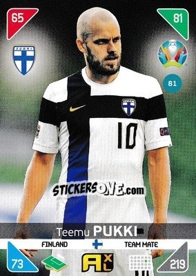 Sticker Teemu Pukki - UEFA Euro 2020 Kick Off. Adrenalyn XL n. 81 - Panini