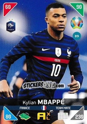Sticker Kylian Mbappé - UEFA Euro 2020 Kick Off. Adrenalyn XL n. 89 - Panini