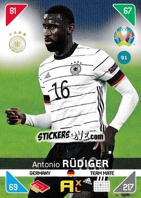 Sticker Antonio Rüdiger - UEFA Euro 2020 Kick Off. Adrenalyn XL n. 91 - Panini