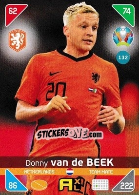 Sticker Donny van de Beek - UEFA Euro 2020 Kick Off. Adrenalyn XL n. 132 - Panini