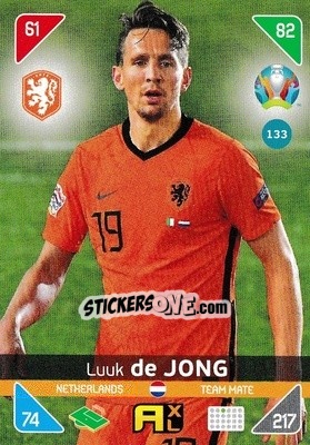 Sticker Luuk de Jong - UEFA Euro 2020 Kick Off. Adrenalyn XL n. 133 - Panini