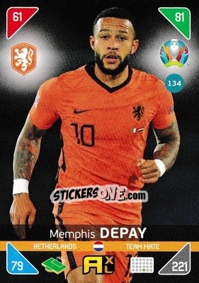 Sticker Memphis Depay - UEFA Euro 2020 Kick Off. Adrenalyn XL n. 134 - Panini