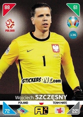 Sticker Wojciech Szczęsny - UEFA Euro 2020 Kick Off. Adrenalyn XL n. 136 - Panini
