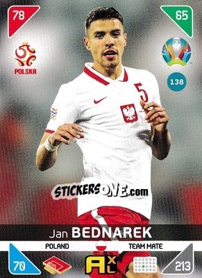 Sticker Jan Bednarek - UEFA Euro 2020 Kick Off. Adrenalyn XL n. 138 - Panini