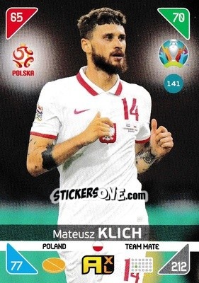 Sticker Mateusz Klich - UEFA Euro 2020 Kick Off. Adrenalyn XL n. 141 - Panini
