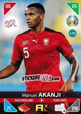 Sticker Manuel Akanji - UEFA Euro 2020 Kick Off. Adrenalyn XL n. 175 - Panini