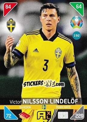 Sticker Victor Nilsson Lindelöf - UEFA Euro 2020 Kick Off. Adrenalyn XL n. 192 - Panini