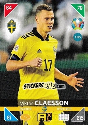 Sticker Viktor Claesson - UEFA Euro 2020 Kick Off. Adrenalyn XL n. 195 - Panini