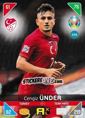 Sticker Cengiz Ünder - UEFA Euro 2020 Kick Off. Adrenalyn XL n. 205 - Panini