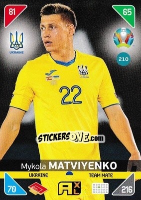 Figurina Mykola Matviyenko - UEFA Euro 2020 Kick Off. Adrenalyn XL - Panini