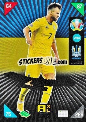 Sticker Andriy Yarmolenko - UEFA Euro 2020 Kick Off. Adrenalyn XL - Panini