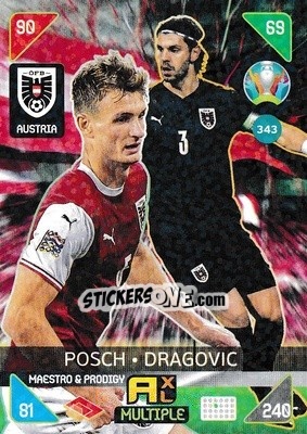 Sticker Stefan Posch / Aleksandar Dragovic - UEFA Euro 2020 Kick Off. Adrenalyn XL - Panini