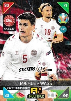 Sticker Joakim Mæhle / Daniel Wass - UEFA Euro 2020 Kick Off. Adrenalyn XL - Panini