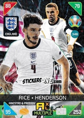 Sticker Declan Rice / Jordan Henderson - UEFA Euro 2020 Kick Off. Adrenalyn XL n. 348 - Panini
