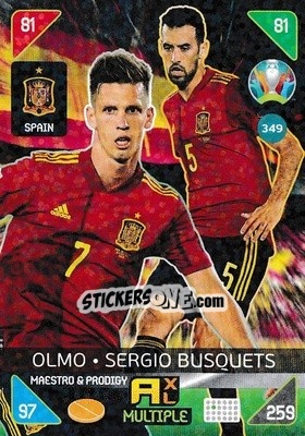 Sticker Dani Olmo / Sergio Busquets - UEFA Euro 2020 Kick Off. Adrenalyn XL - Panini