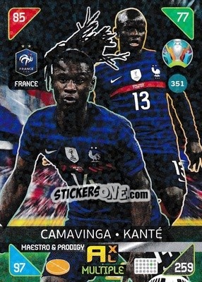 Sticker Eduardo Camavinga / N'Golo Kanté - UEFA Euro 2020 Kick Off. Adrenalyn XL n. 351 - Panini