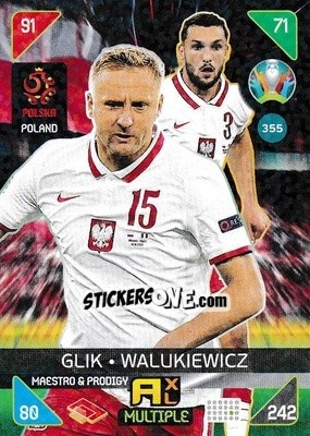 Sticker Kamil Glik / Sebastian Walukiewicz - UEFA Euro 2020 Kick Off. Adrenalyn XL - Panini