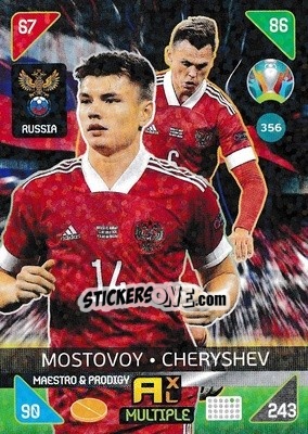 Sticker Aleksandr Mostovoi / Denis Cheryshev - UEFA Euro 2020 Kick Off. Adrenalyn XL n. 356 - Panini