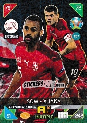 Sticker Djibril Sow / Granit Xhaka - UEFA Euro 2020 Kick Off. Adrenalyn XL n. 357 - Panini