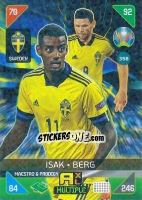 Sticker Alexander Isak / Marcus Berg - UEFA Euro 2020 Kick Off. Adrenalyn XL - Panini