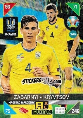 Sticker Ilya Zabarnyi / Serhiy Kryvtsov - UEFA Euro 2020 Kick Off. Adrenalyn XL - Panini