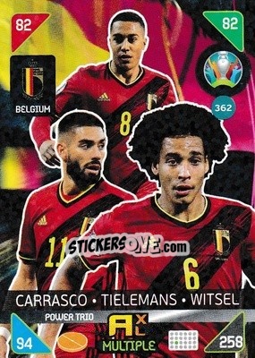 Sticker Yannick Carrasco / Youri Tielemans / Axel Witsel - UEFA Euro 2020 Kick Off. Adrenalyn XL - Panini