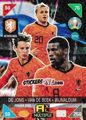 Sticker Frenkie de Jong / Donny van de Beek / Georginio Wijnaldum - UEFA Euro 2020 Kick Off. Adrenalyn XL n. 371 - Panini