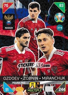 Sticker Magomed Ozdoev / Roman Zobnin / Anton Miranchuk - UEFA Euro 2020 Kick Off. Adrenalyn XL n. 374 - Panini