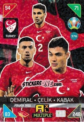 Sticker Merih Demiral / Ozan Kabak / Zeki Çelik - UEFA Euro 2020 Kick Off. Adrenalyn XL n. 376 - Panini