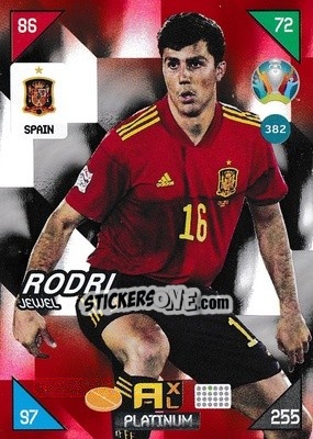 Sticker Rodri - UEFA Euro 2020 Kick Off. Adrenalyn XL n. 382 - Panini