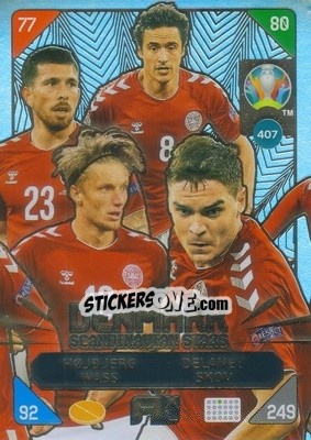 Sticker Thomas Delaney / Pierre-Emile Højberg / Daniel Wass / Andreas Skov Olsen - UEFA Euro 2020 Kick Off. Adrenalyn XL n. 407 - Panini