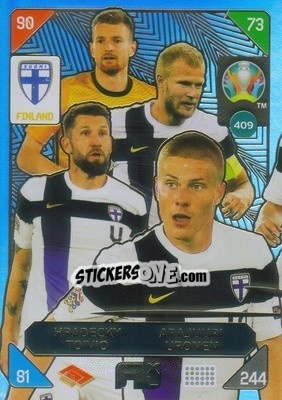 Sticker Lukáš Hrádecký / Paulus Arajuuri / Joona Toivio / Jere Uronen - UEFA Euro 2020 Kick Off. Adrenalyn XL n. 409 - Panini