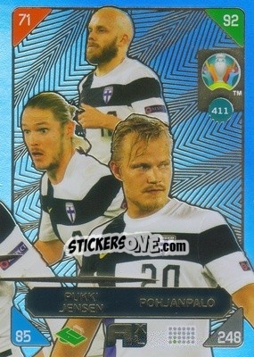 Sticker Teemu Pukki / Fredrik Jensen / Joel Pohjanpalo - UEFA Euro 2020 Kick Off. Adrenalyn XL - Panini