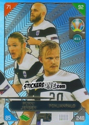 Sticker Teemu Pukki / Fredrik Jensen / Joel Pohjanpalo - UEFA Euro 2020 Kick Off. Adrenalyn XL n. 411 - Panini